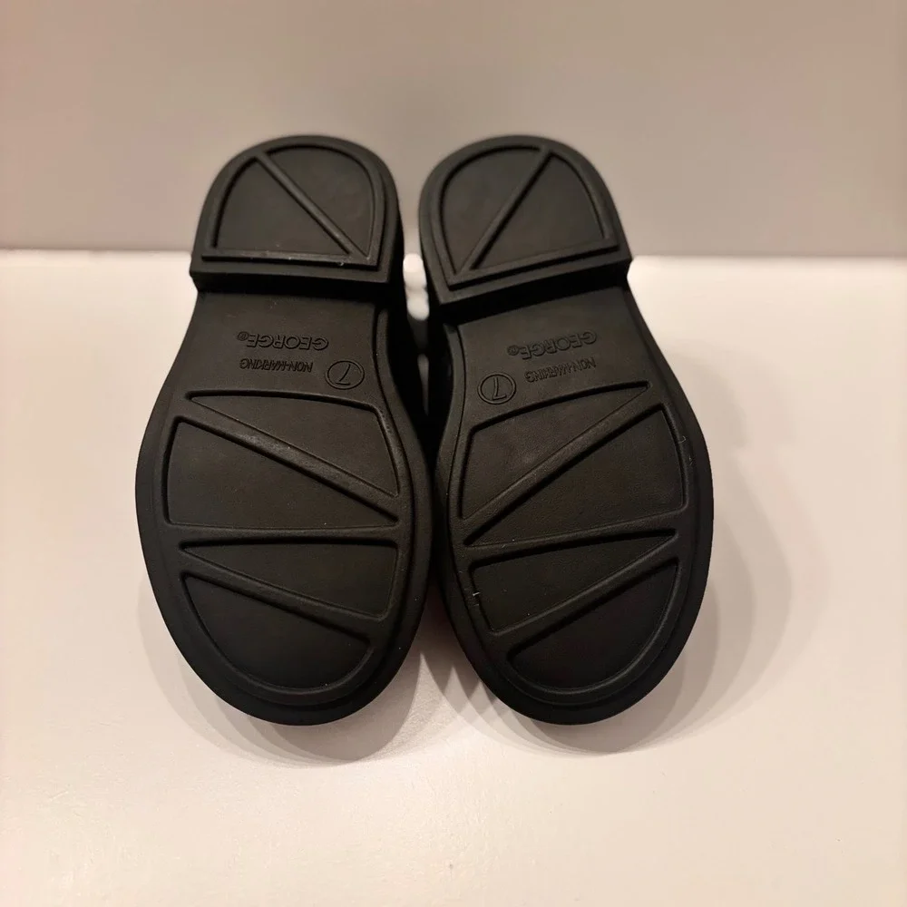 George Kids Black Slip‎ On Dress Shoes Size 7